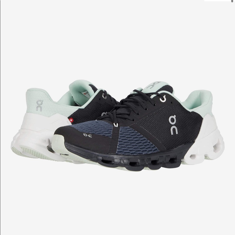 On Cloudflyer Black, White, and Mint - size 10